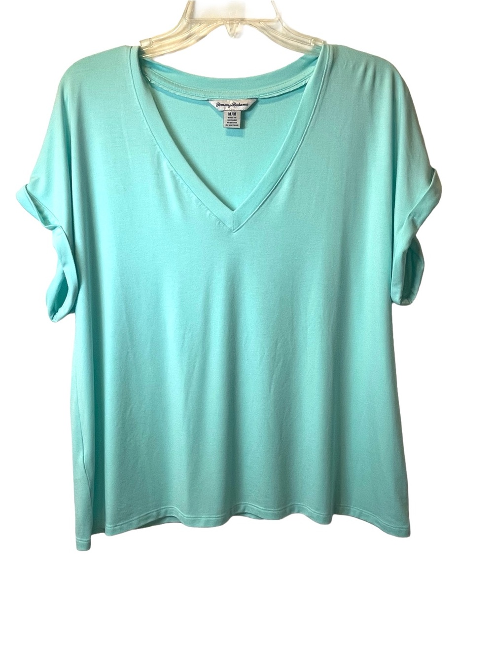 Tommy Bahama Short Sleeve V-Neck Tee in Aqua Women’s Size M
